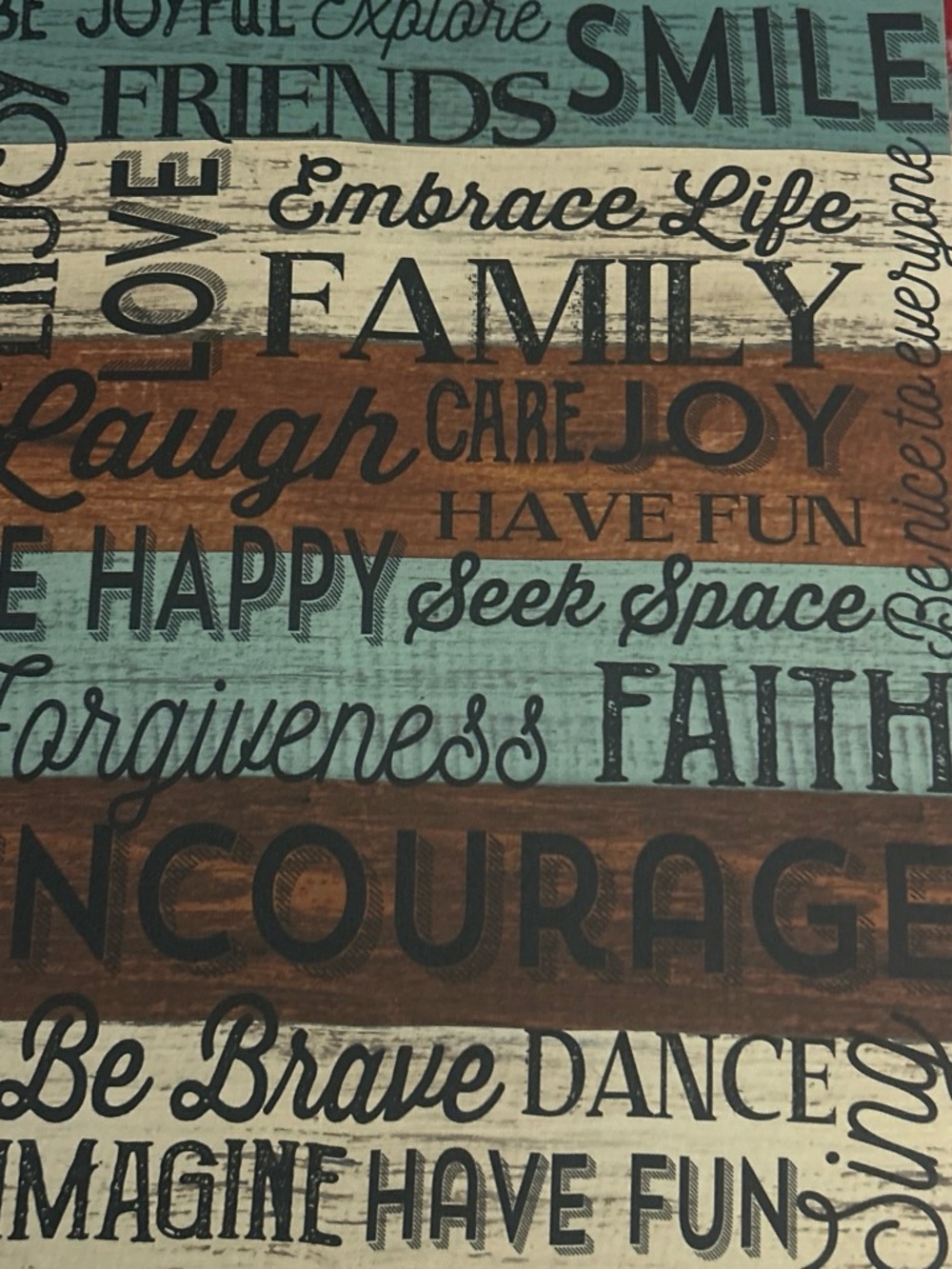 Source Unknown Rustic Word Art Panel in Blue, Brown, Cream